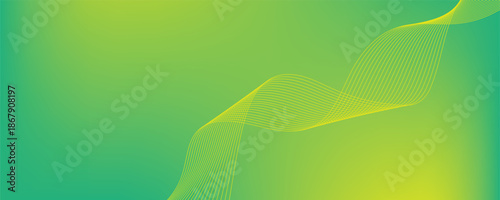 Dynamic Green and Yellow Flowing Lines Background