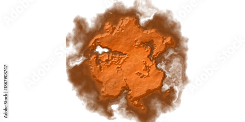 Abstract Terracotta Orange Smoke Burst Texture, Topographic Terrain Island Illustration