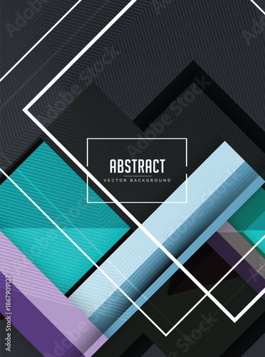 Modern Geometric Abstract Background with Diagonal Teal and Purple Shapes