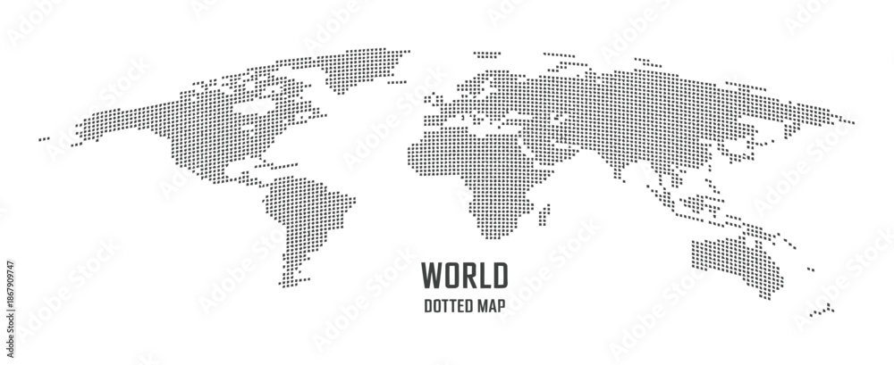 Fototapeta premium Black Halftone Dotted World Map Illustration Vector, Representing Global Connections