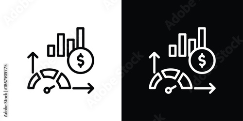 Economic Indicator Icon Set Black And White