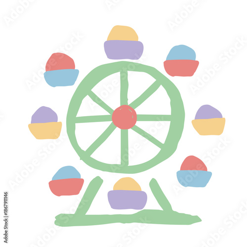 たのしいサーカス 観覧車のイラスト｜Fun Circus Ferris Wheel Illustration