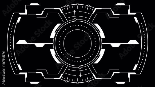 Sci-Fi Animated Circular HUD Interface Element, Isolated on Transparent Background
