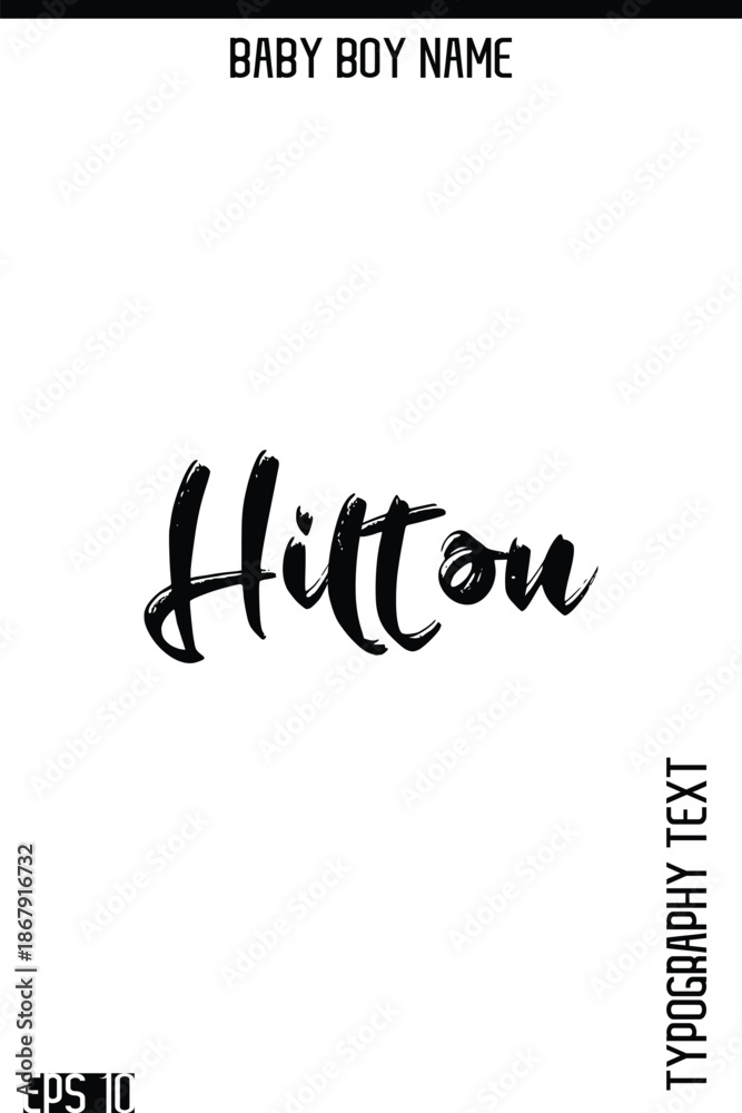 Fototapeta premium Hilton -Boy Names Modern Brush Typography Text Hand Lettering Vector Design
