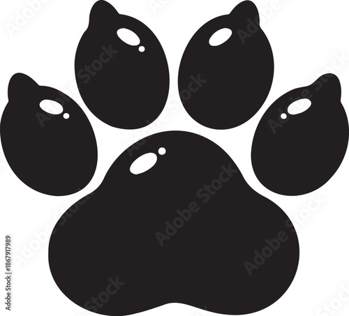 Black Paw Print Vector Icon Illustration
