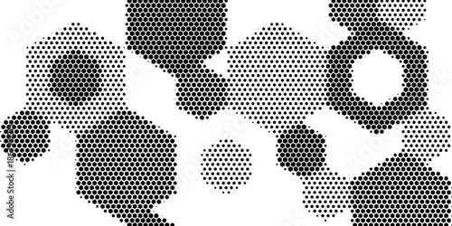Abstract Hexagonal Dot Pattern Background. An abstract background featuring clusters of hexagonal dots arranged in a repeating pattern. The design uses soft shades of gray