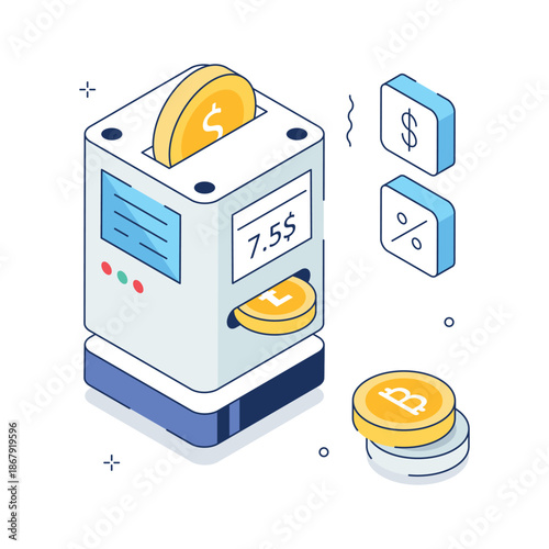Modern isometric illustration representing digital payment system