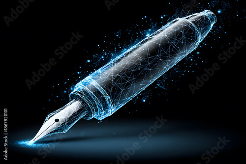 Wallpaper Mural Digital fountain pen creating lines of light in dark background during a virtual art session Torontodigital.ca