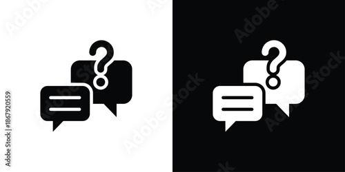 Faq Icon Set Black And White