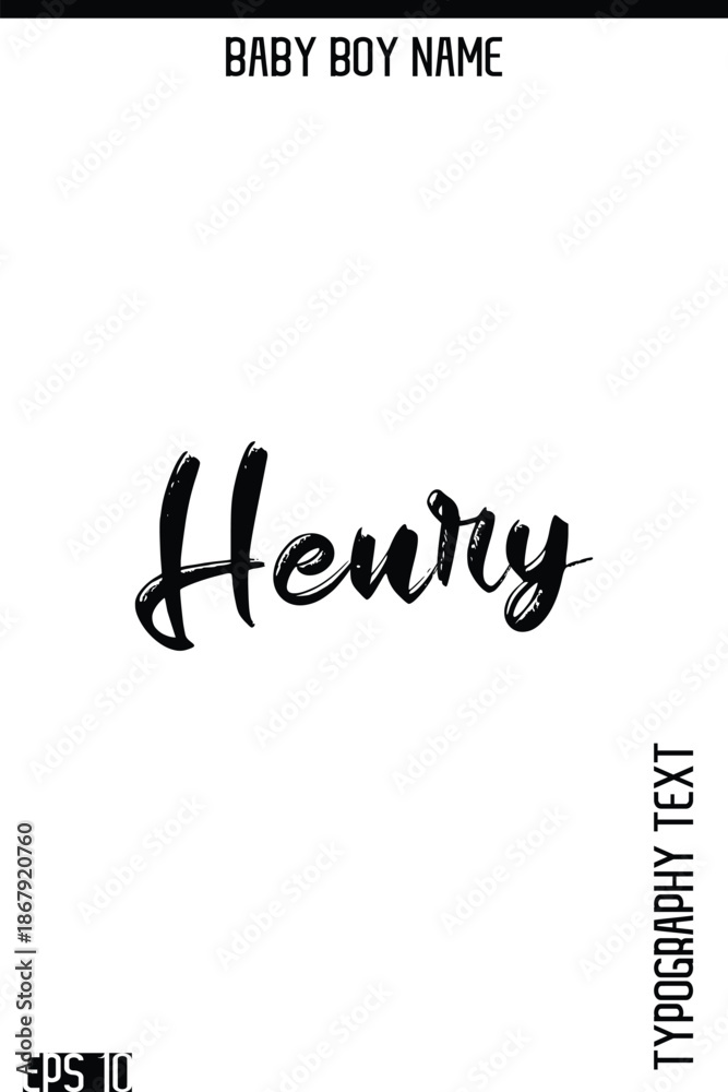 Fototapeta premium Henry -Boy Names Modern Brush Typography Text Hand Lettering Vector Design