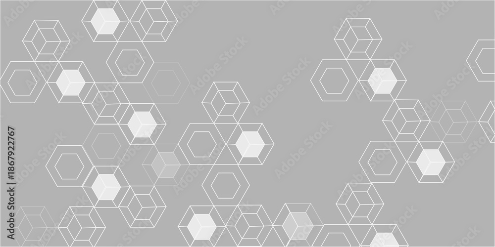 Fototapeta premium Abstract hexagon white background with shadow .white background Futuristic blue neon honeycombs. Modern technology design. Vector illustration. 