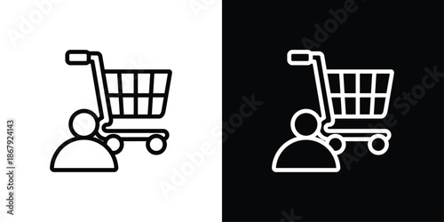 Shopper Icon Set Black And White