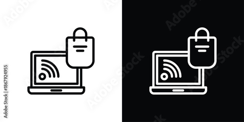 Online Shopping Icon Set Black And White