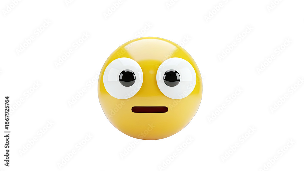 Fototapeta premium Surprised Yellow Emoji with Wide Eyes