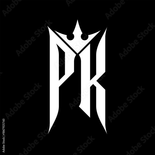 PK Elegant White Logo on Black Background