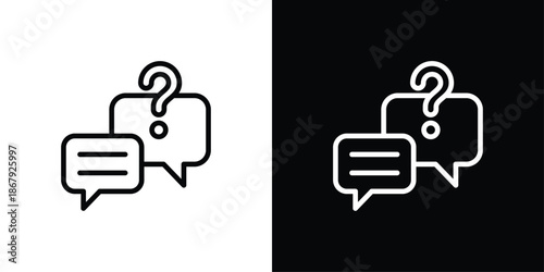 Faq Icon Set Black And White