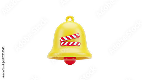 Yellow Bell Icon with Red and White Stripes