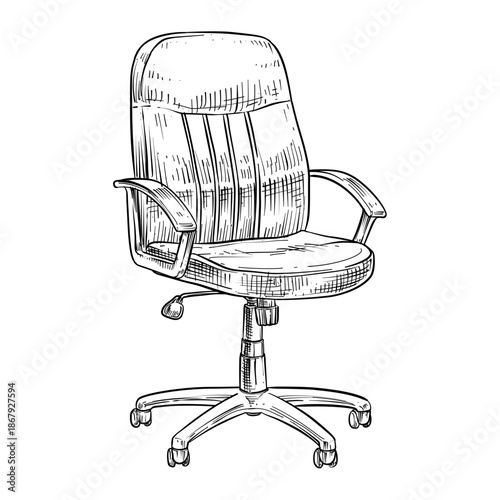 executive office chair vector line art hand drawn illustration