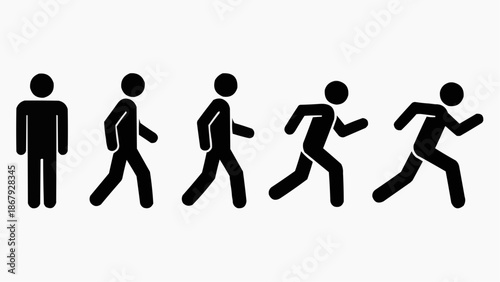 silhouette of a manMan Standing Walking Running Icon Set – People Movement Vector Illustration