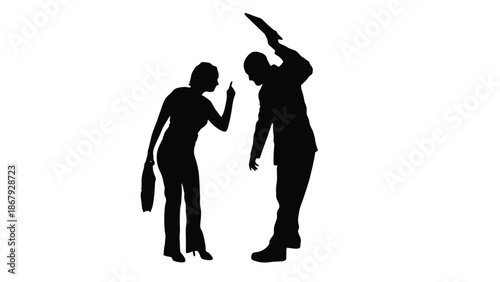 Dramatic business argument with briefcases