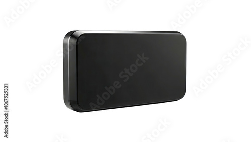 Sleek Black Rectangular Object with Rounded Corners