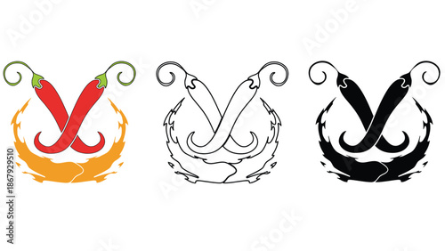 Vibrant chili pepper logo designs for spicy brand identity
