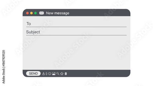 Blank email composition window on computer screen