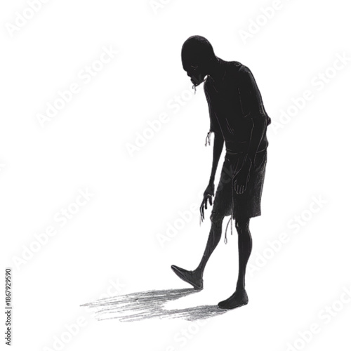 silhouette of a young man walking
