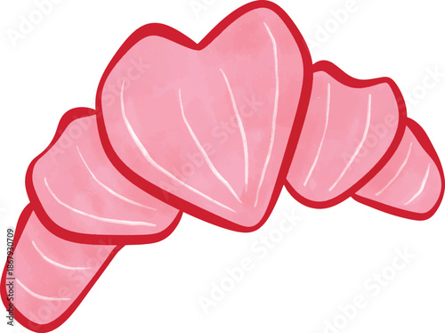 Sweet Pink Heart Croissant Illustration