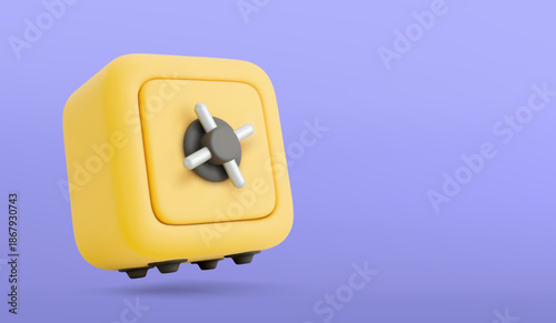 3d Vector realistic Safe Bank Box icon, Protection money savings concept. 