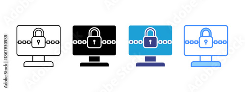 Ransomware icon set multiple style collection