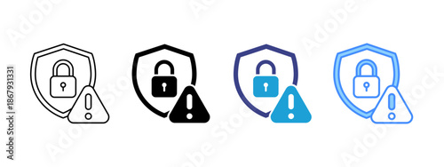 Privacy Breach icon set multiple style collection