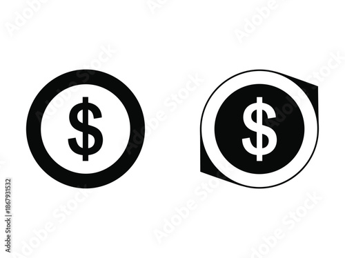 Dollar sign icons in circle shape