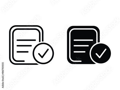 Verified document icons in black and white
