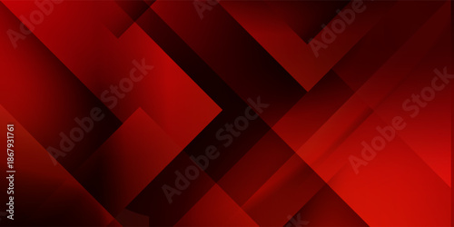 Vibrant Red Geometric Abstract Background With Layered Squares and Diagonal Shapes