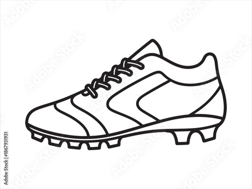 Football shoe outline icon with cleats vector illustration