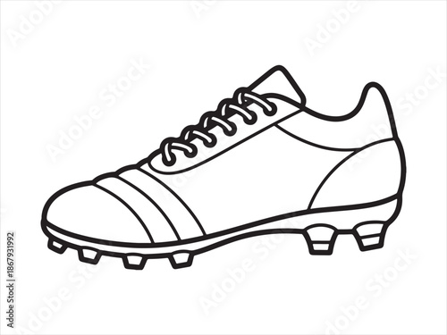 Football shoe outline icon with cleats vector illustration