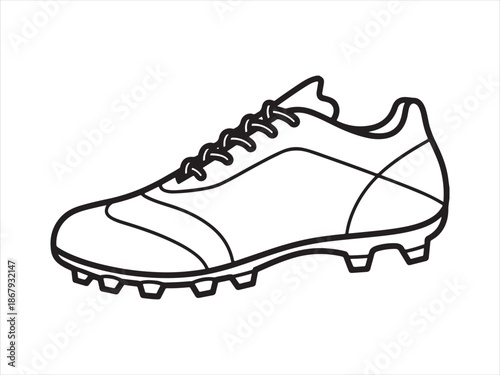 Football shoe outline icon with cleats isolated vector illustration