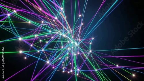Abstract network of glowing lines and nodes on a dark background 0106