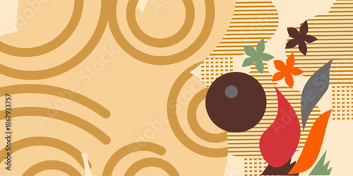 Retro Abstract Floral Design with Warm Tones  
