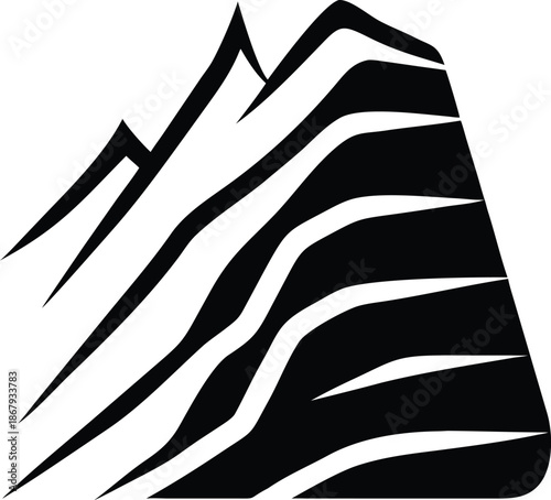 Dramatic mountain range silhouette on transparent background