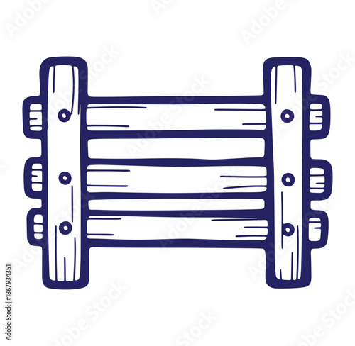 Hand drawn wooden fence illustration in a simple graphic style suitable for multiple uses