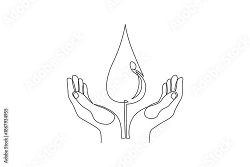 doctor holding a banner. National Doctor Day Concept. Single line draw design. Vector graphic illustration