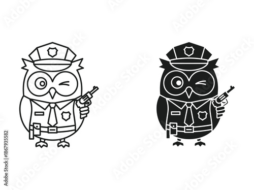 Cartoon owl police officer illustration