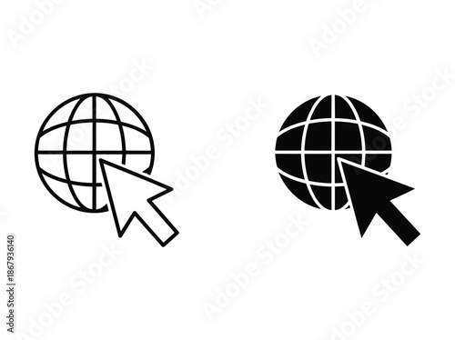 Clicking on the globe icon with a mouse pointer