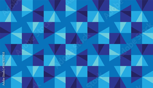 Seamless Blue Geometric Triangle Pattern. Abstract seamless geometric background with repeating triangular shapes in various blue shades