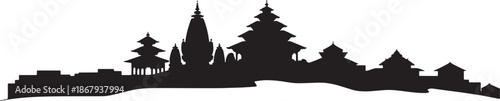 Kathmandu skyline silhouette ancient nepalese temples and stupas in heritage cityscape