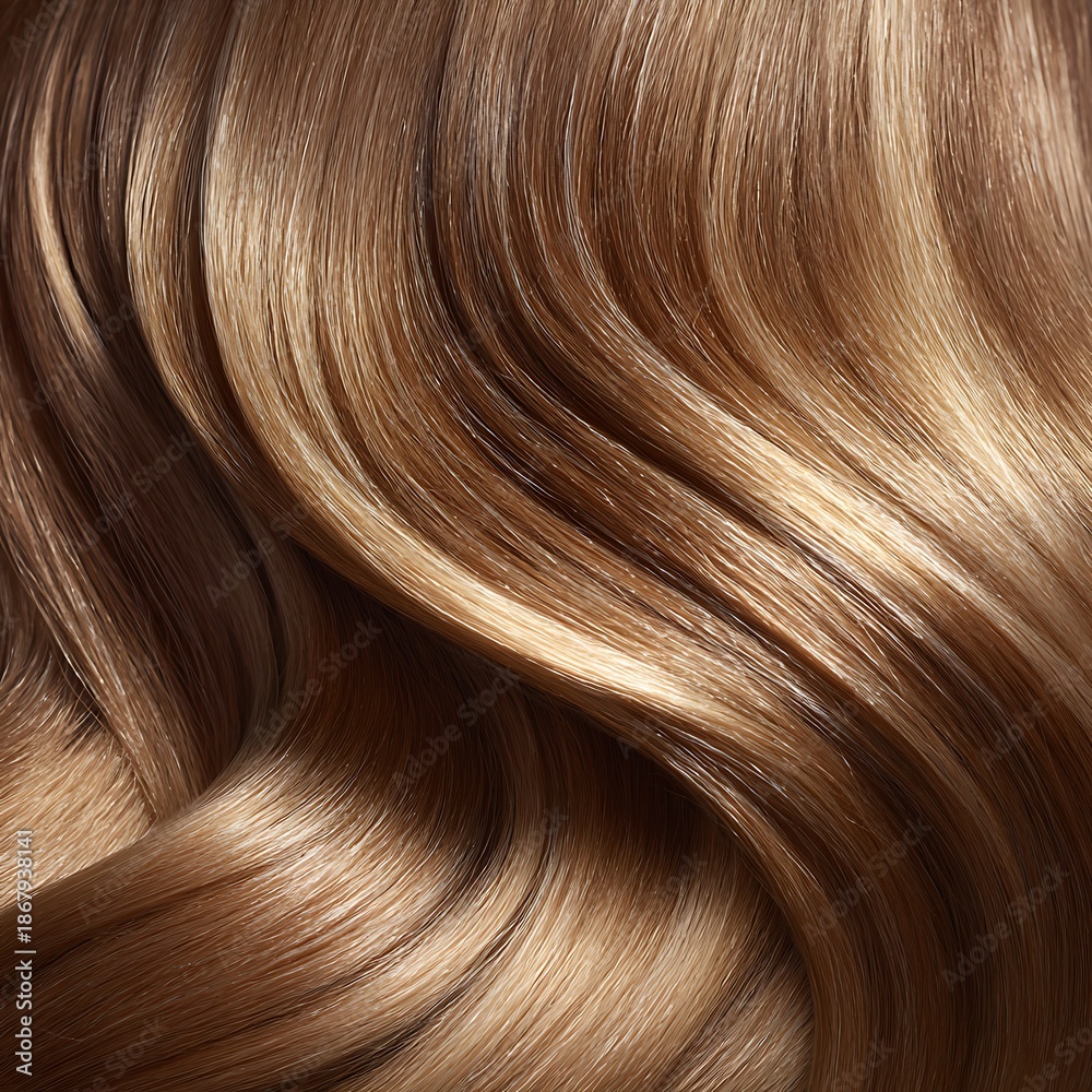 Fototapeta premium silky shiny hair with soft highlights, smooth healthy strands