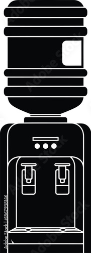 Black water cooler dispenser illustration on transparent background silhouette