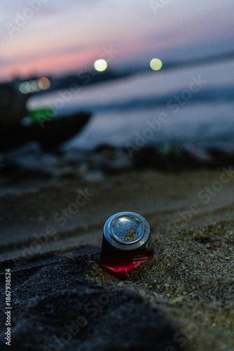 beer bottle on the beach